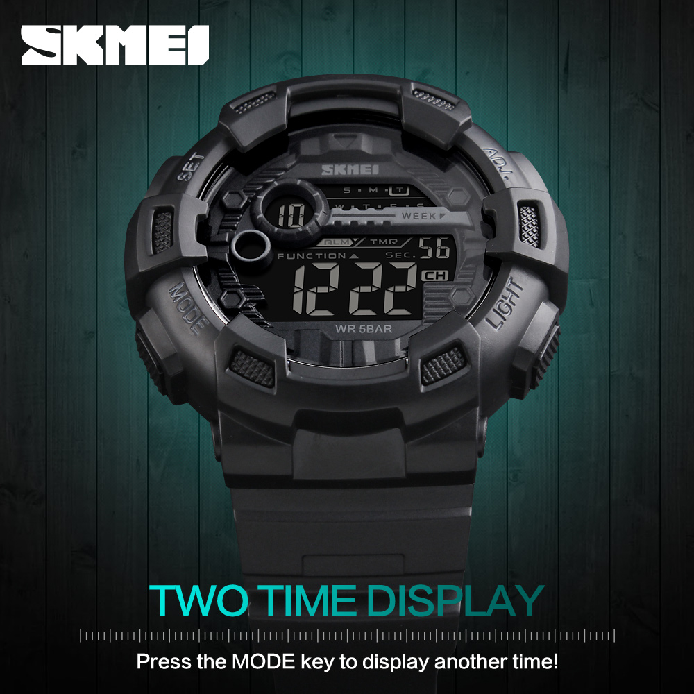 Outdoor Lighting Zones - SKMEI กีฬากลางแจ้งโครโน ดิจิตอลนาฬิกาผู้ชายมัลติฟังก์ชั่นนาฬิกาข้อมืออิเล็กทรอนิกส์ 5 บาร์กันน้ำจอแสดงผล LED