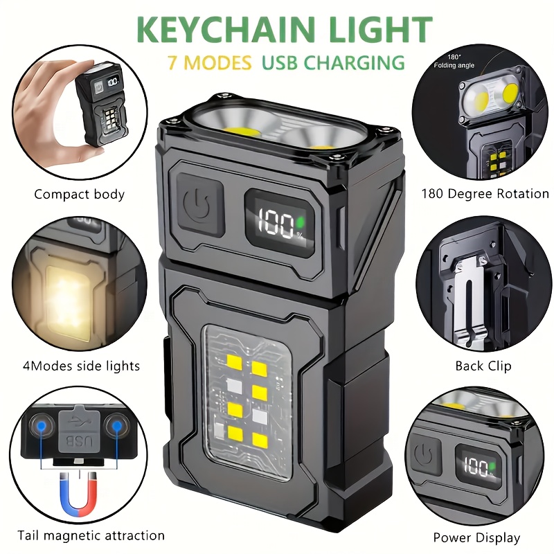Outdoor Lighting Globes - ไฟฉายพกพา LED แบบชาร์จไฟได้ขนาดเล็ก ไฟฉาย COB ด้านข้างแบบพกพาพร้อมคลิปหนีบ