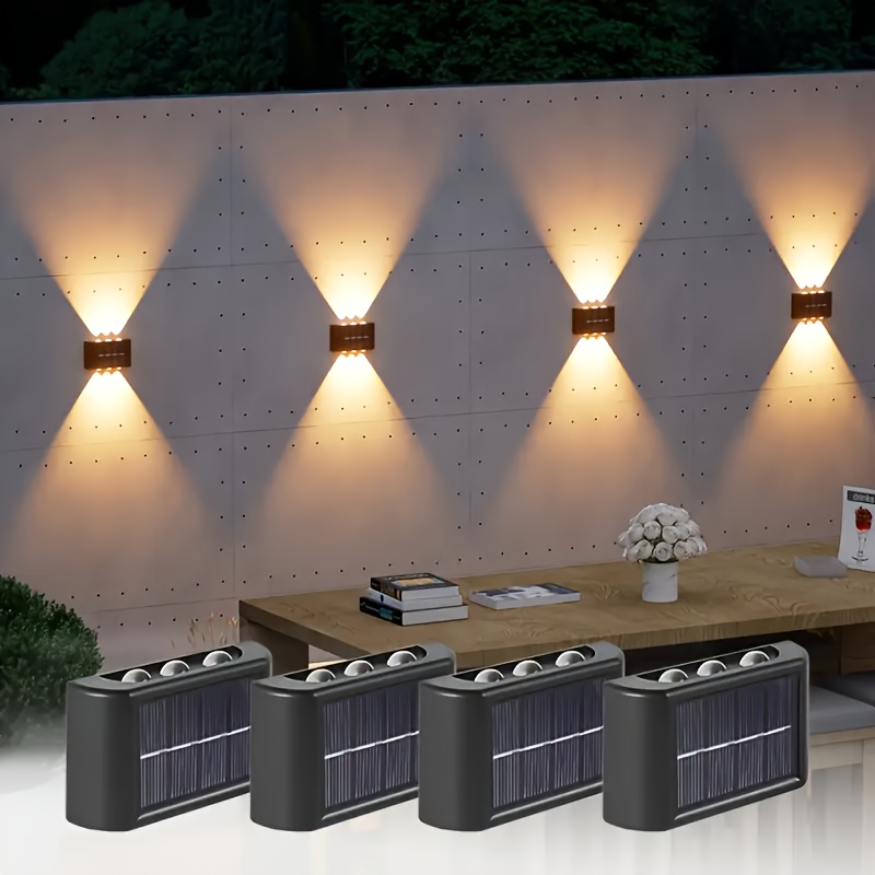 Outdoor Lighting Lamp - ไฟ LED พลังงานแสงอาทิตย์สำหรับภายนอกอาคาร กันน้ำ ติดผนัง ส่องสว่างขึ้นและลง