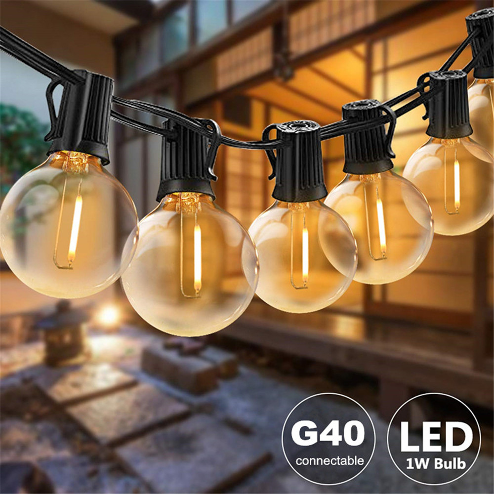 String Light Bistro - ไฟประดับสายยาว 25 ฟุต/50 ฟุต หลอดไฟทรงกลมใส G40