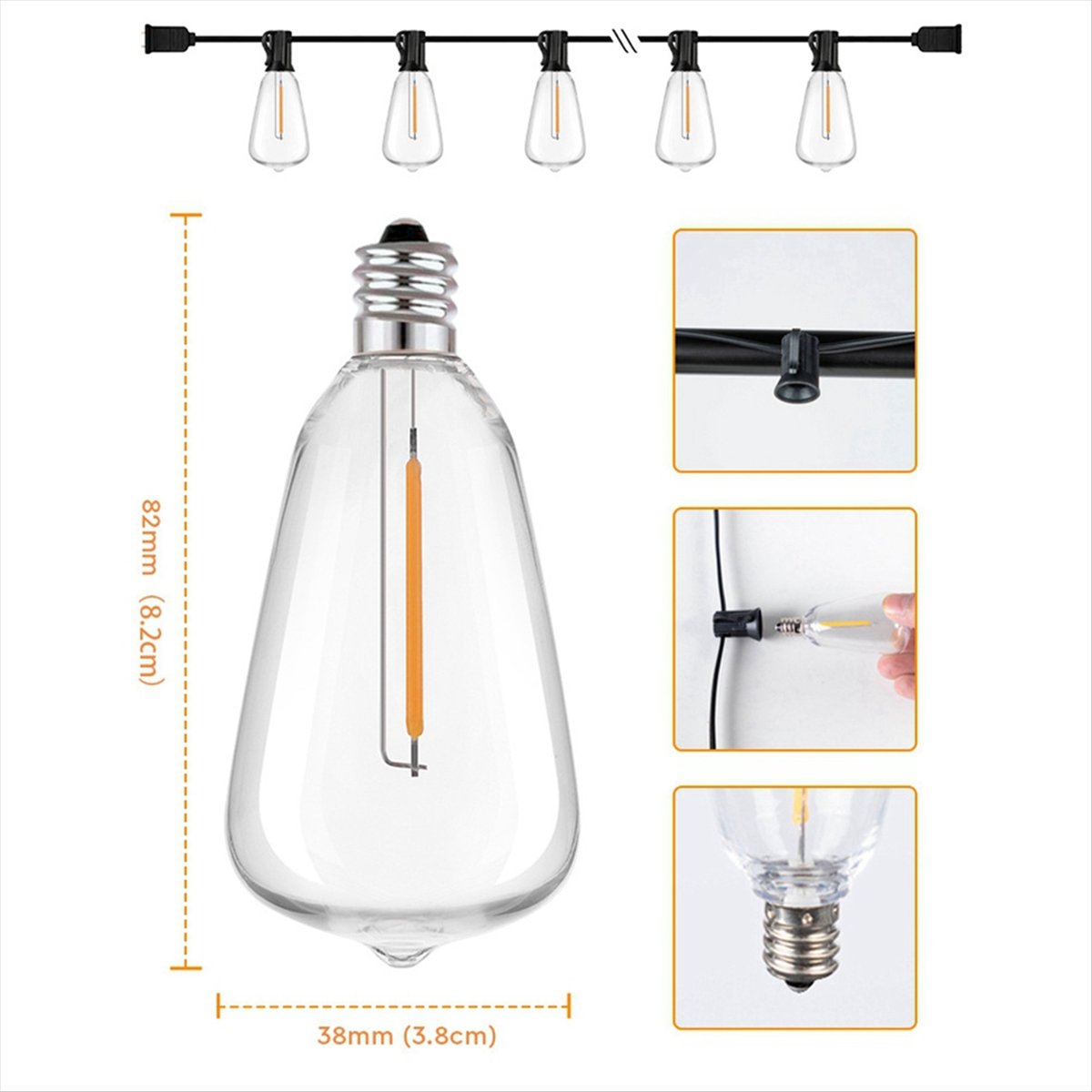 String Light Bistro - ไฟ LED รุ่น Top ST38 สำหรับตกแต่งลานบ้าน