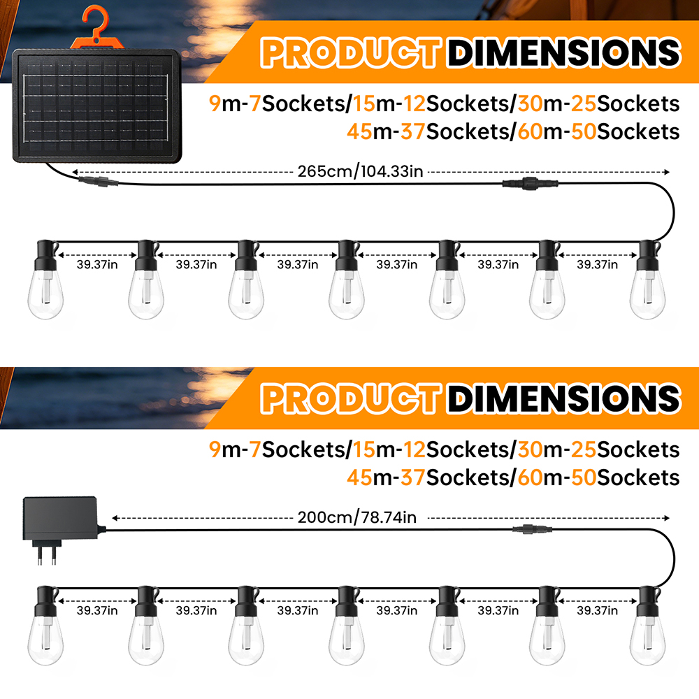 ไฟ LED ทรงกลมแบบโซลาร์เซลล์ กั - String Light Bistro บทวิจารณ์และราคา